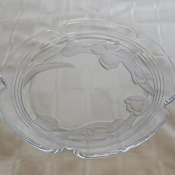 Clear Glass Floral Serving Tray 15"-15" - Picture 15 of 16
